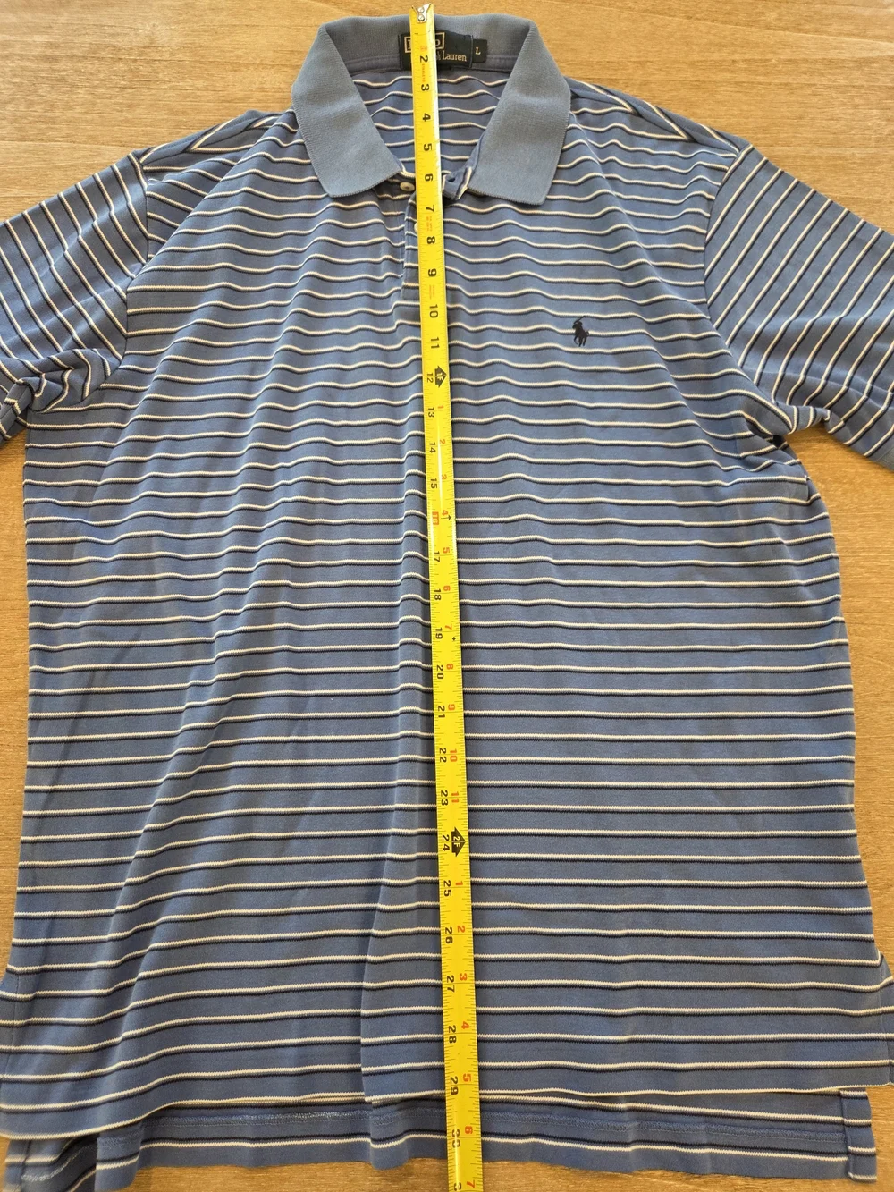 Polo by Ralph Lauren Men’s Light Blue Striped Polo Shirt Classic Fit (L)